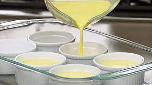putting mixture in ramekin