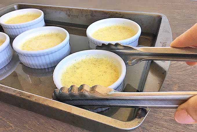 putting ramekins in oven